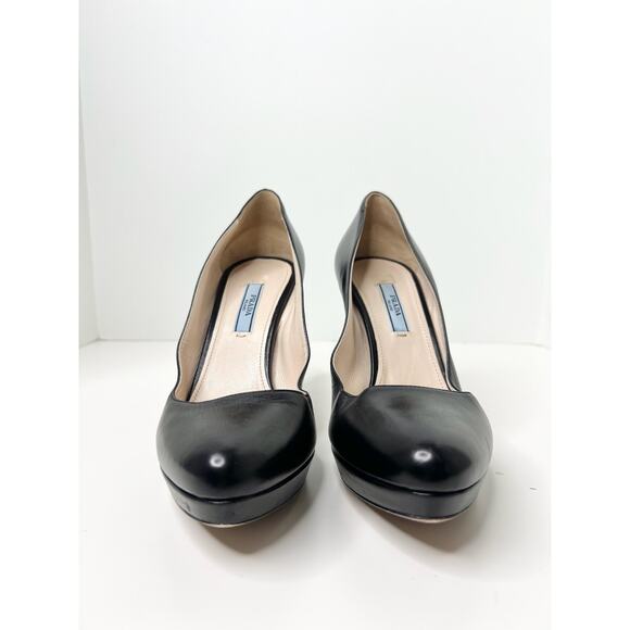 Prada Black Leather Platform Pumps, Size 38 - Picture 6 of 14